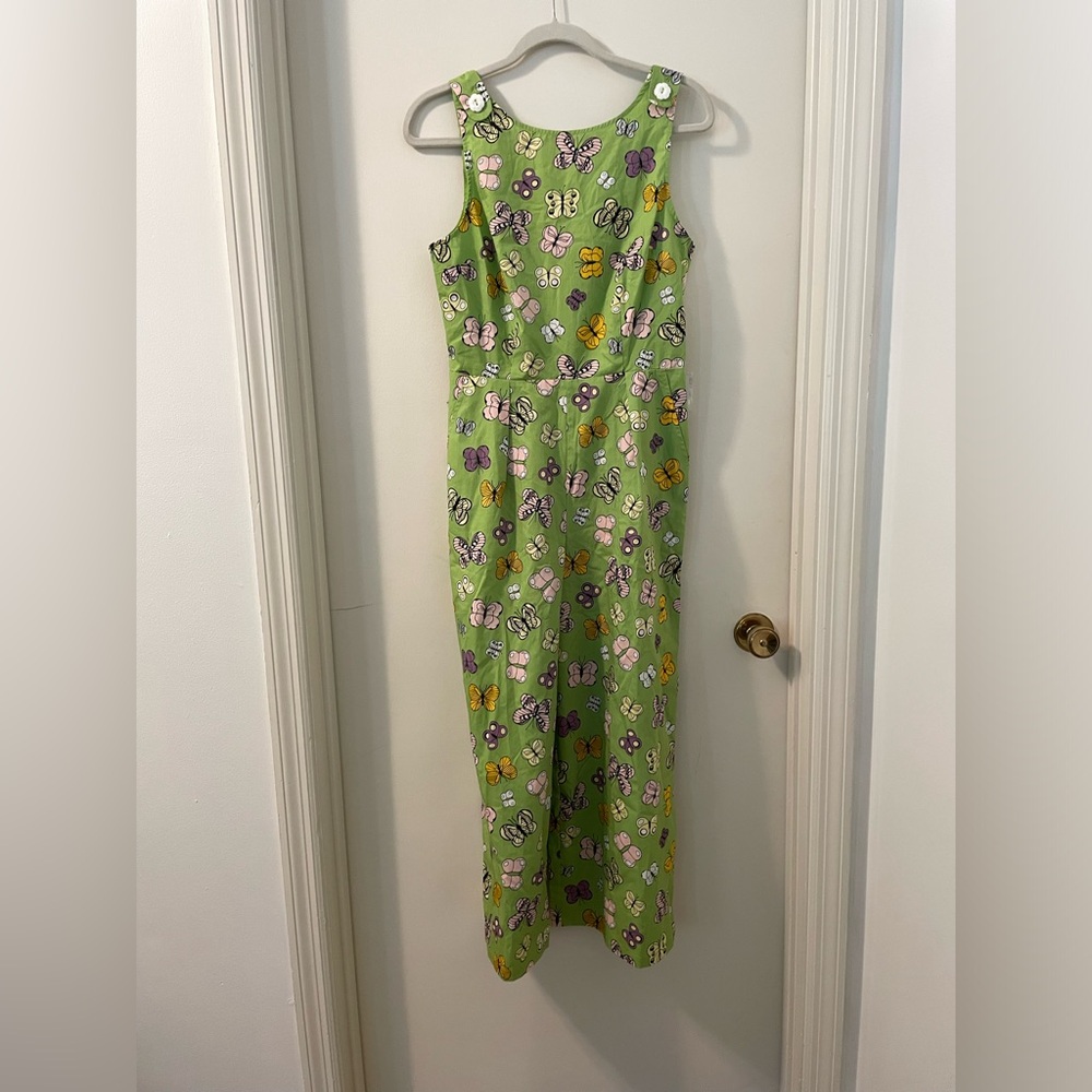 NWT ModCloth Light Of Day Green Butterfly Jumpsuit Size 6 Happy Clothes - Picture 2 of 9